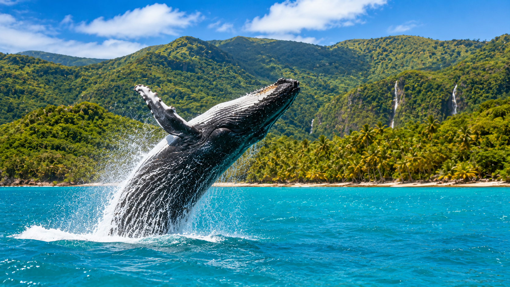 Dans un décor paradisiaque avec des baleines à bosse, et Voyage Privé !